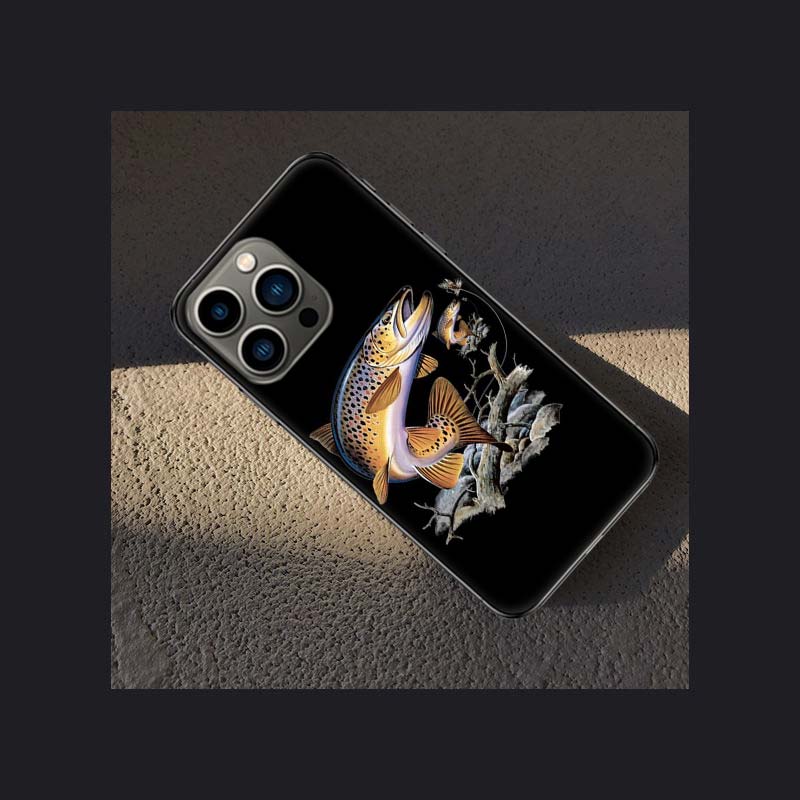 Brown Trout Fly Fishing Phone Case For Apple Iphone 16 15 Plus Soft 13 12 Mini Cover 11 14 Pro Max Capa X XS XR 8 7 Shell Coque