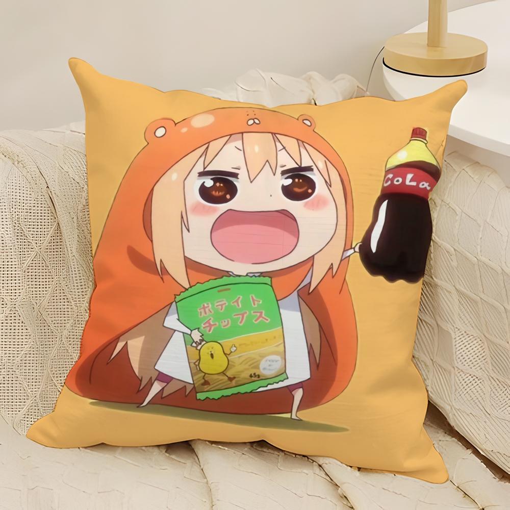 Cute U-umaru D-doma Anime Pillow Case Natural Linen Double-Sided Printing Sofa Home Decor Cushion Cover