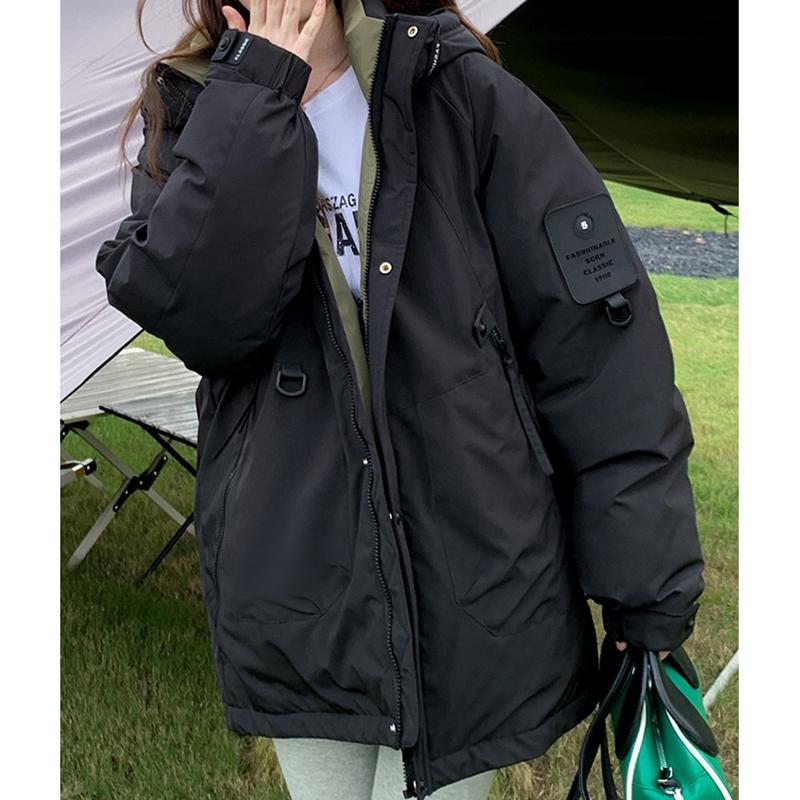 Mode Verdickte Warme Outdoorjacke Damen Herbst Winter Kapuze Reißverschluss Tasche Parkas Mäntel Lässig Winddicht Oberbekleidung