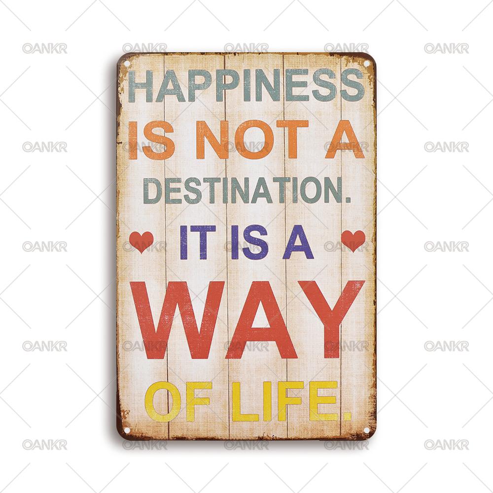 

Vintage Art Wall Poster Metal Tin Sign Happiness Is Not A Way Of Life Metal Signs for Man Cave Bathroom Home Wall Decor Plaque 20x30cm（7.8x11.8inch）