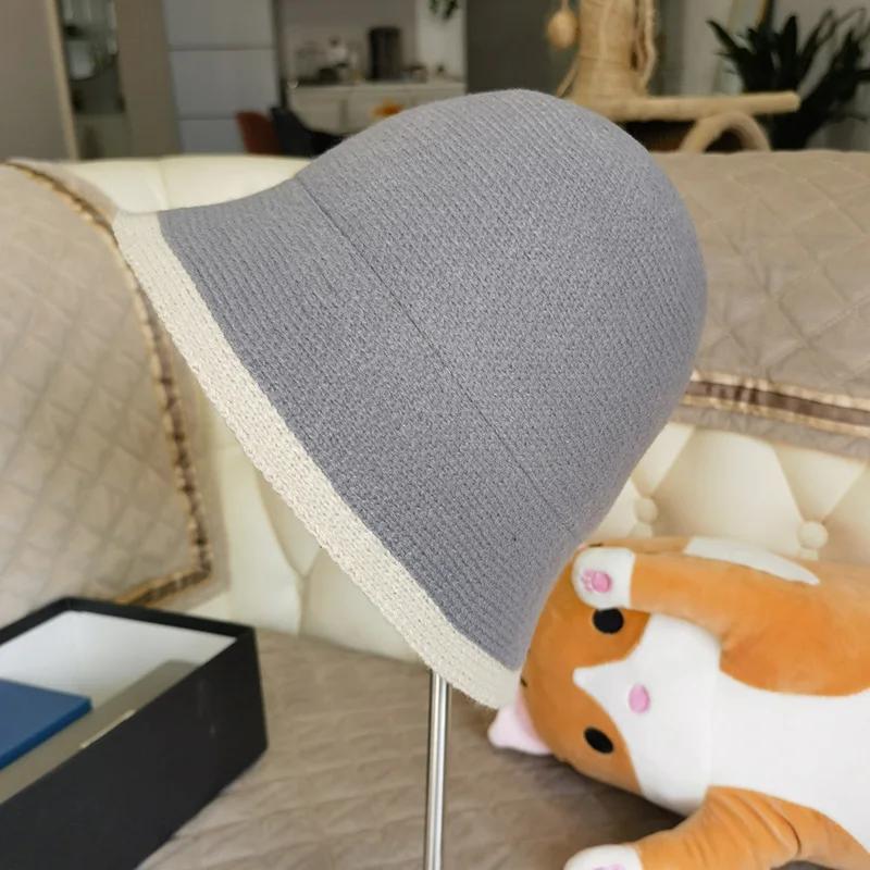 New Winter Hat Ins Wind Japanese Bucket Hats Korean Version Cute Knitted Hats Wool Bucket Hat For Women Mother Mum Gift