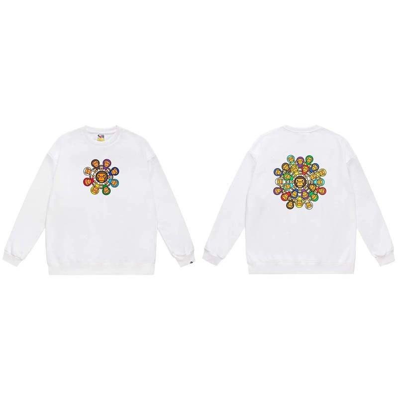 BAPE-Style Heavyweight Cotton Crewneck Sweatshirt Mens Oversized Streetwear Pullover Fall