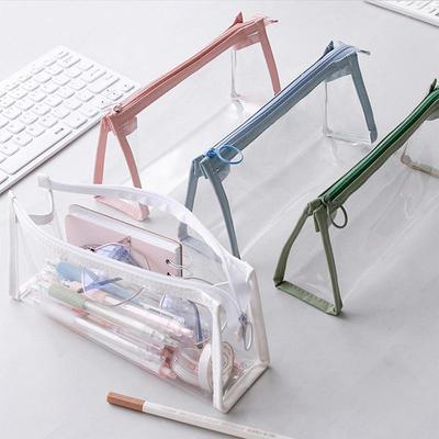 Transparentes Federmäppchen, große Kapazität, einfache Stifttasche, Kawaii-Kosmetiktasche, Schule, Studium, Schreibwaren, Bürobedarf