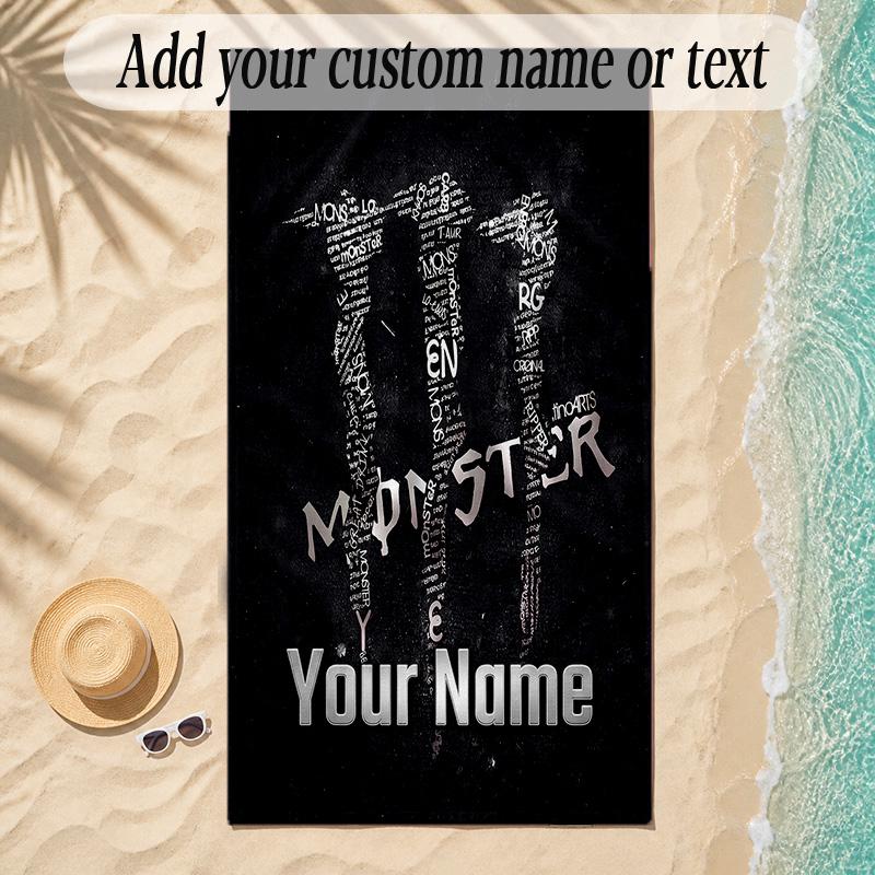 Beach TowelMonster Energy Custom Name Text Personalized Soft Towel for Beach Pool Indoor Home Decor Gift
