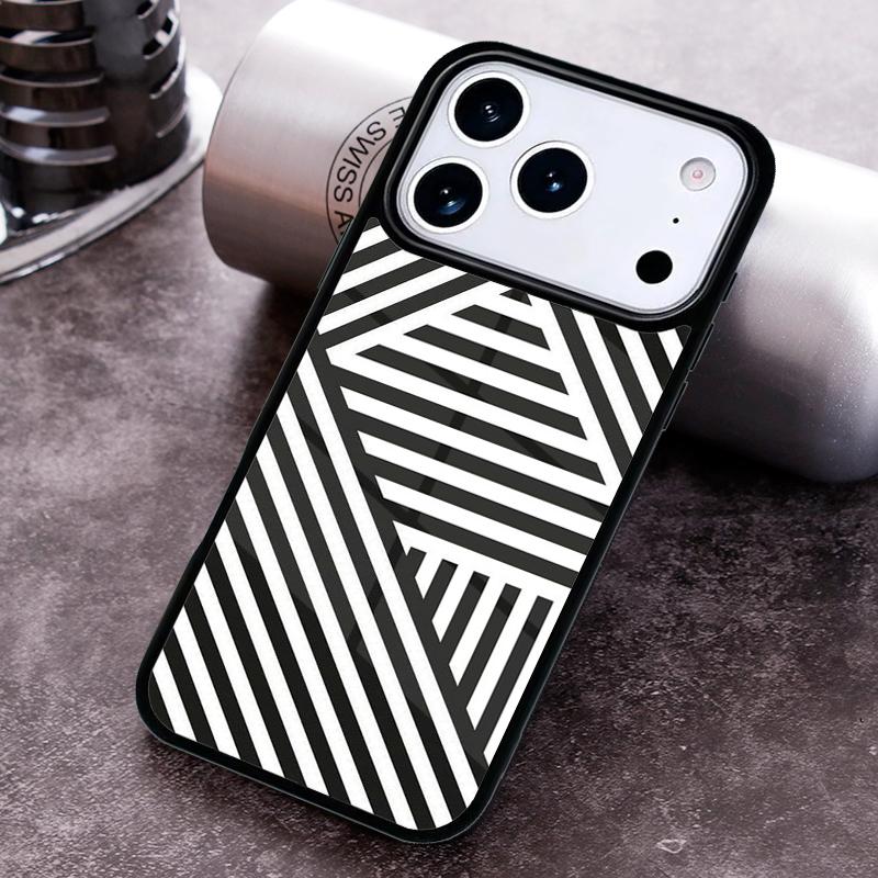 Geometric Stripy Triangle Phone Case for iPhone 17 16 15 Pro Max Air 14 13 12 11 Plus Shockproof Cover
