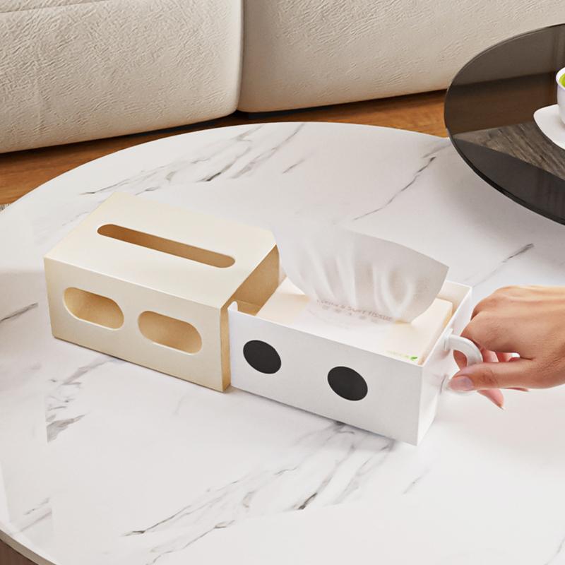 1PC Tissue Multi-Functional Creative Desktop-Suitable Funny Face Home-Use Holder Compact Box Drawer-Type 18x12x9.5cm