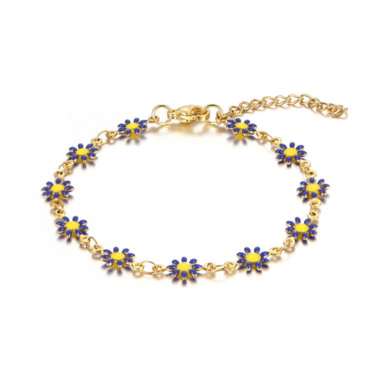 2024 grenzüberschreitende neue Titanstahl-Schmuck-Halskette Armband 18K Gold Weiß/Farbe kleine Daisy-Kette Halskette Armband