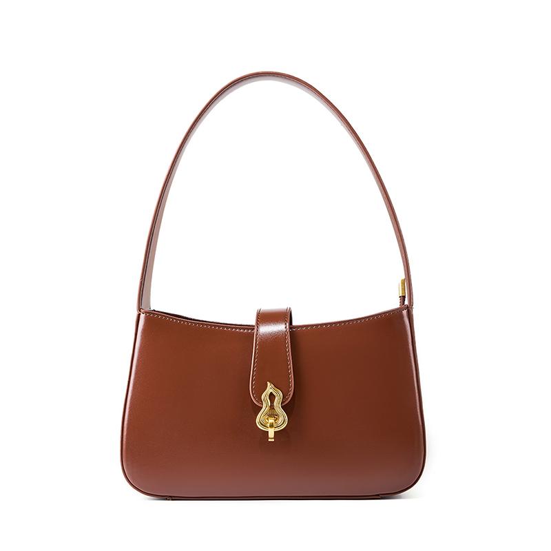 

Hifashi Cowhide Genuine Leather Underarm Shoulder Bags For Women 2026 Luxury Designer Half Mo Purse Crescent Ladies Handbags коричневий