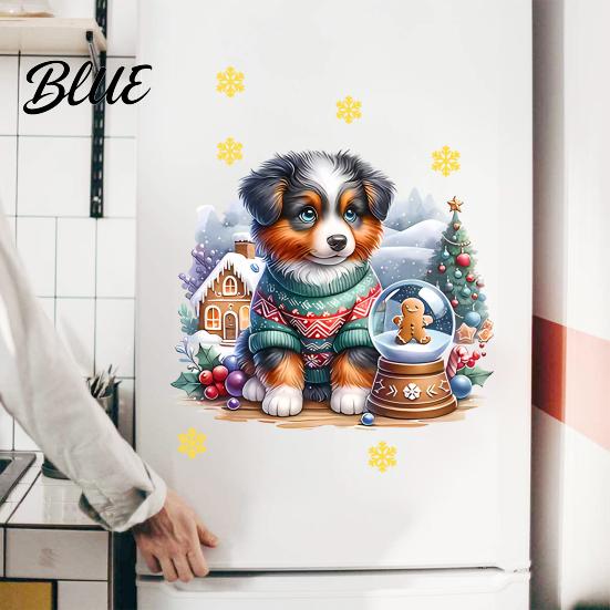 Versatile PVC Surface Stickers Christmas Cute Puppy Wall Stickers Waterproof Decals Peel And Stick Animal Removable Window Clings Art Decor for Home