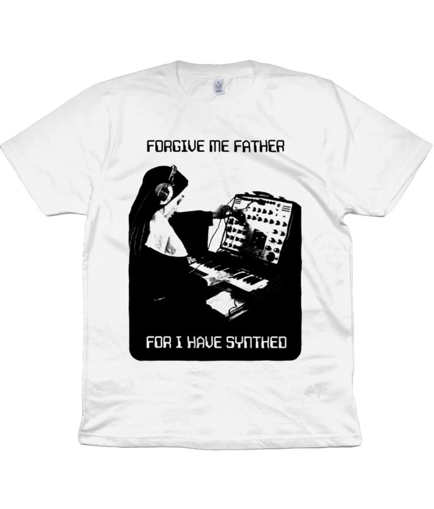 

Forgive Me Father For I Have Synthed - Halftone - Black and White -Organic T Shirt 4XL