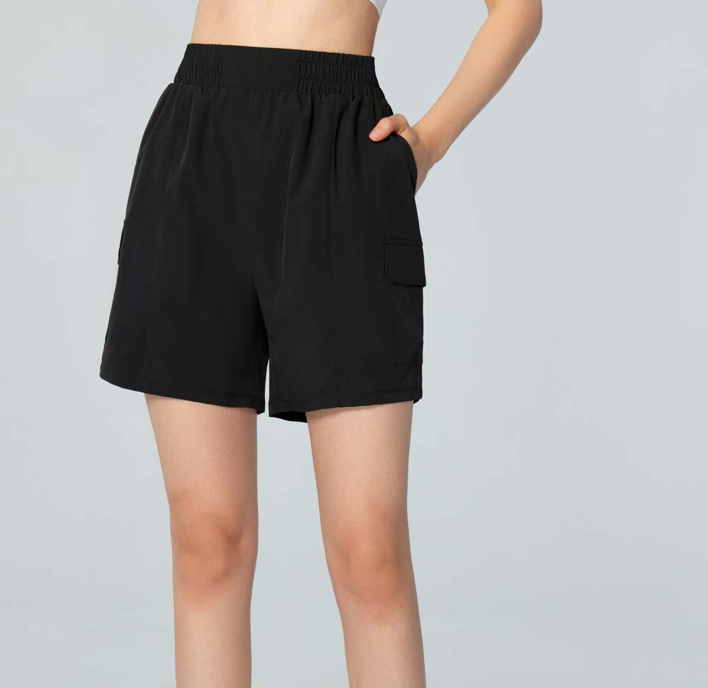 

Трансграничные шорты для йоги с 5 карманами для фитнеса на открытом воздухе: Повседневный, Дышащий, Свободный крой M