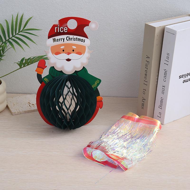 Christmas Honeycomb Paper Flowers & Santa Snowman Gift Box Decoration