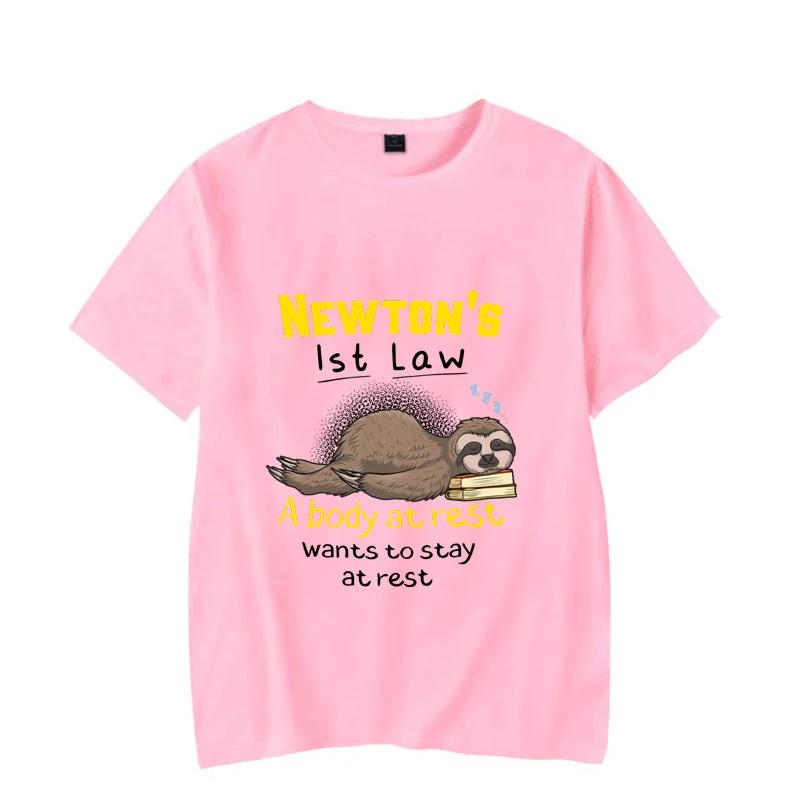 Funny Physics Joke Sloth Print T-shirt for Men Clothes Black Male T-shirts Summer Streetwear Men Unisex Oversized T Shirt Homme