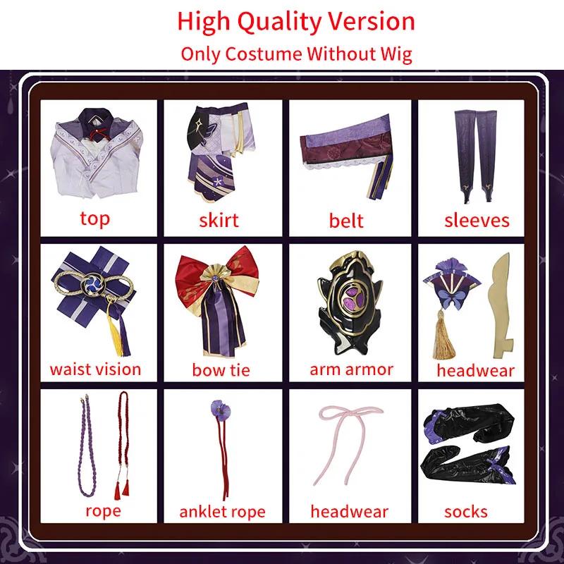Hoge Kwaliteit Raiden Shogun Cosplay Kostuum Pruik Haar Spel Impact Raiden Cosplay Vrouwen Jurk Role Play Outfits XXXL black