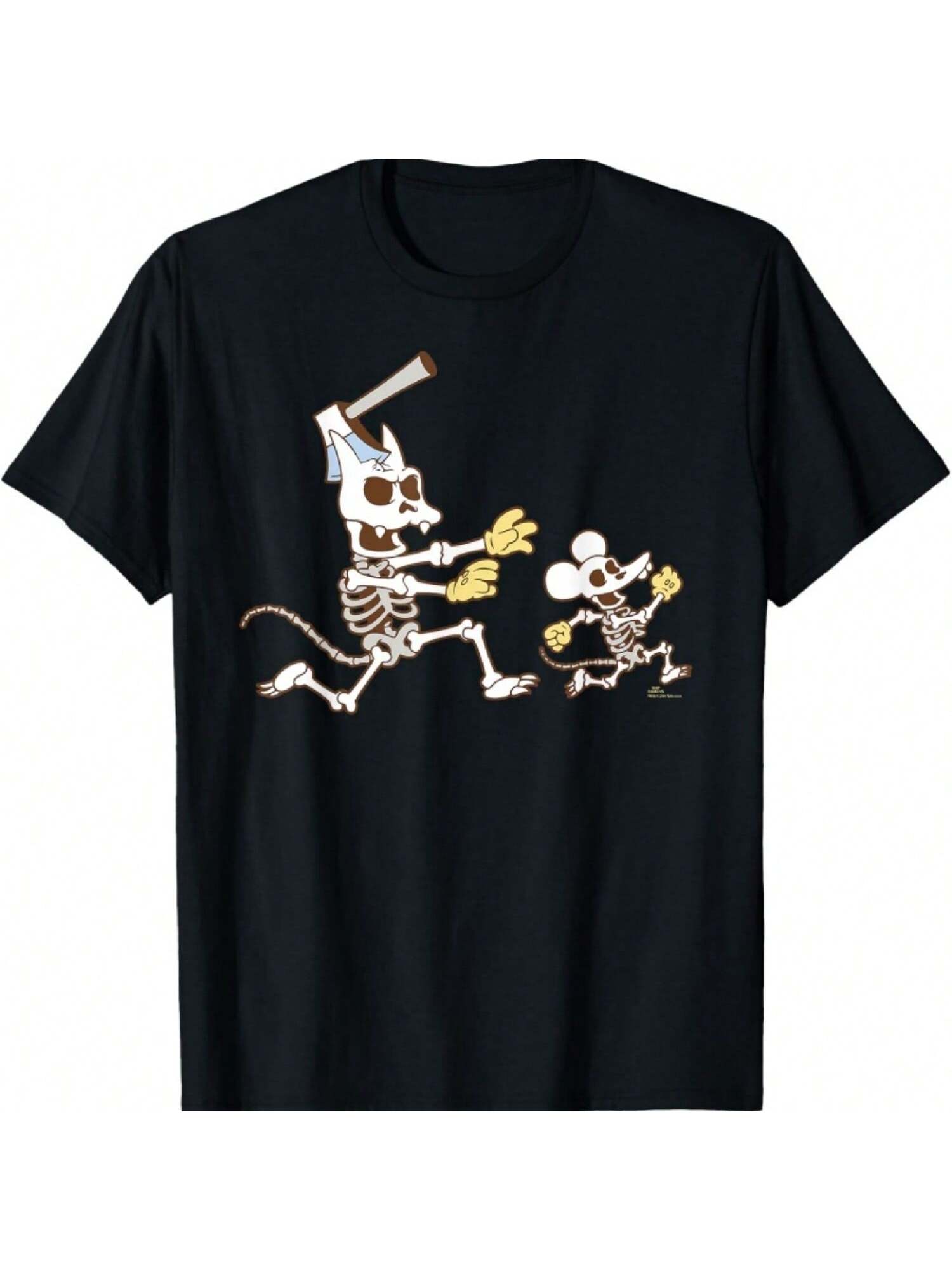 The Simpsons Halloween Itchy & Scratchy Skeleton Chase T-Shirt S разноцветный