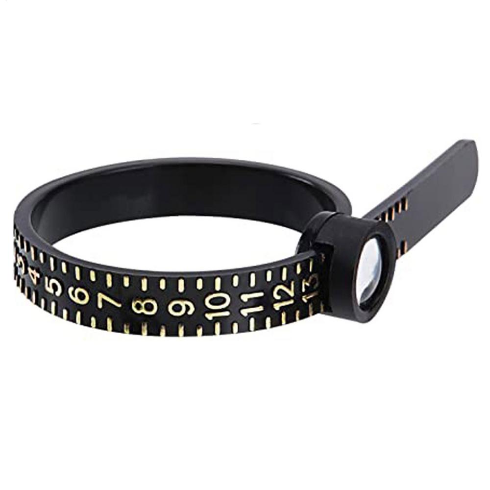 

Finger Sizer Measuring Ring Tool Ring Sizer Measuring Set With Magnified Glass Reusable Finger Size Gauge 1-17 US Rings Size чёрный