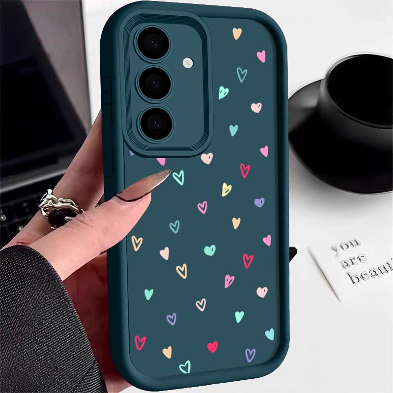 Farge Kjærlighet Hjerter Trykk Matt Støtsikkert Deksel For Samsung S25 S24 FE S23 Ultra S22 A16 A56 A15 A55 A36 A35 A54 Linsebeskyttelse TPU Mykt Telefondeksel