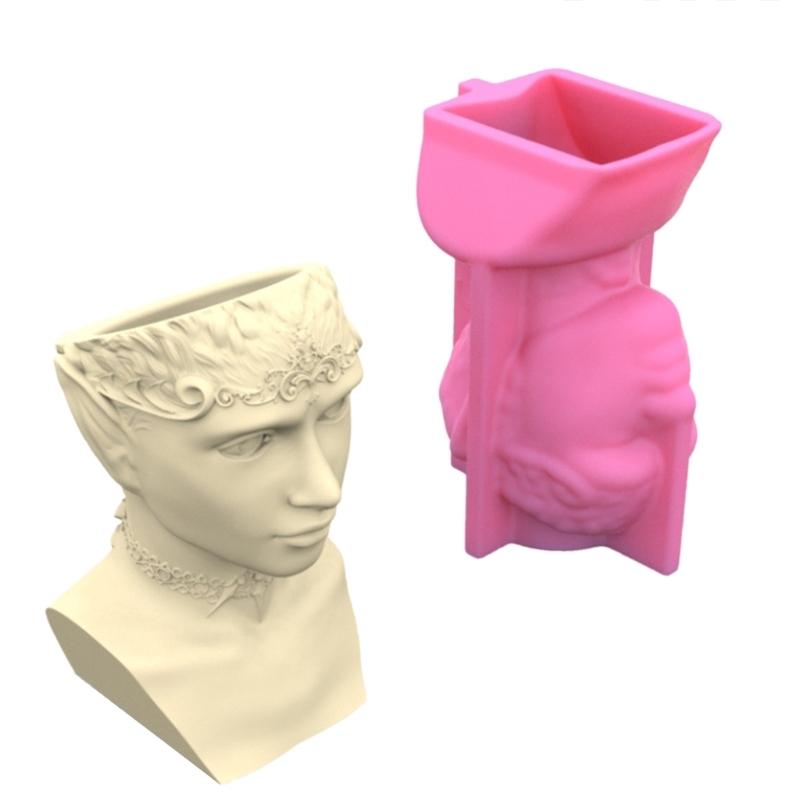 King Queen Portrait Silicone Pot Mold Succulent Flowerpot Clay Cement Plaster Molds DIY Home Garden Flower Pots Mould