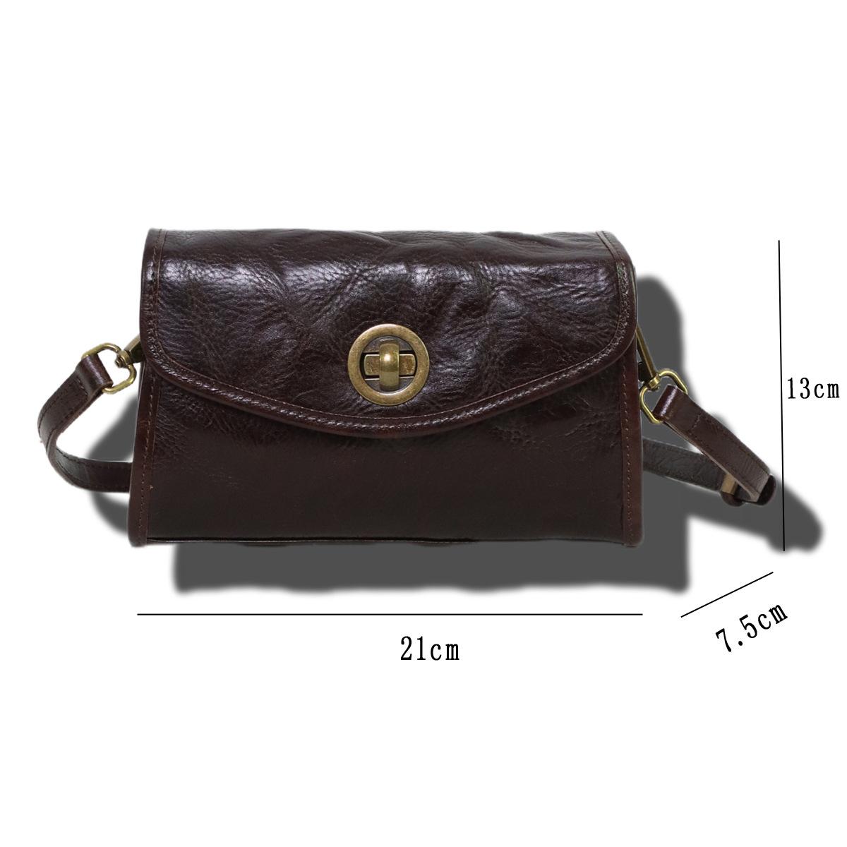 

First layer cowhide 2025 new commuter shoulder bag retro literary messenger women s bag vegetable tanned cowhide texture summer bag темно-коричневого