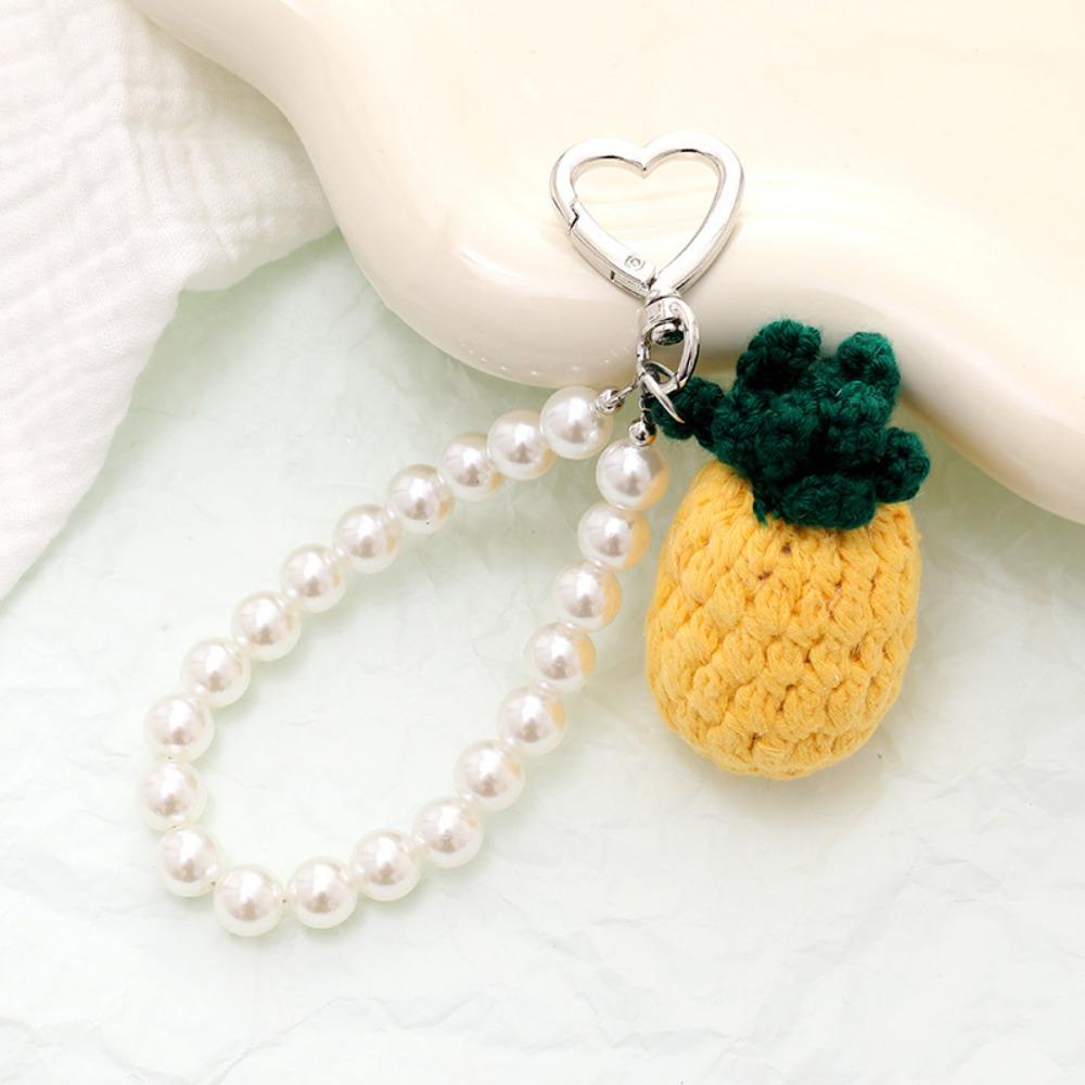 

Cartoon Knitted Fruit Keychain Handmade Weaved Keyring Gifts Crochet Fruit Key Chain Couple Style7