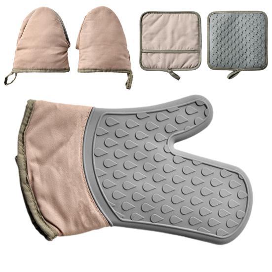 1Pc Oven Mitt Easy To Clean Non-slip Heat Resistant Anti-scald Silicone BBQ Tray Microwave Glove for Bakery