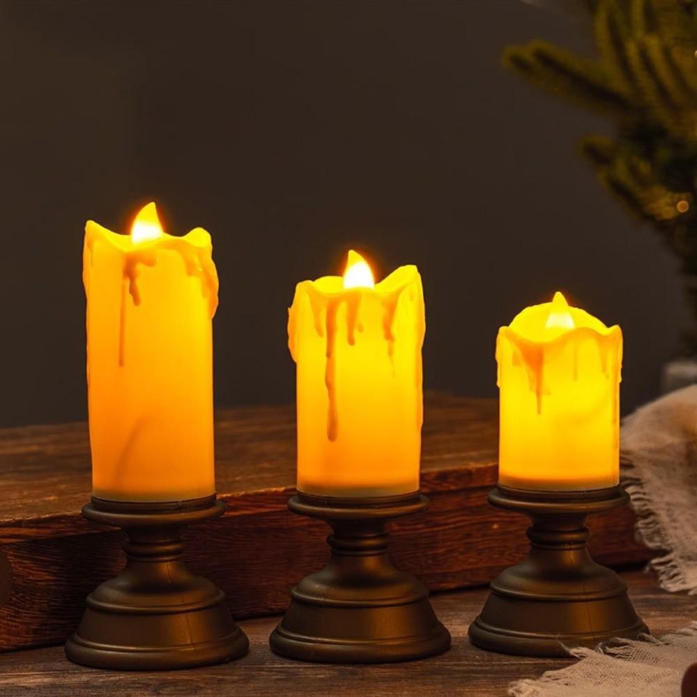 Simulation Candle Crying Candlestick Decorative Roman Pillar Candlestick  Dinner Party Supplies