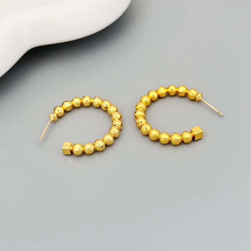 Premium Temperament Earrings, Circles, Trendy Lines, Double C Stud Earrings, Premium Feeling золотой