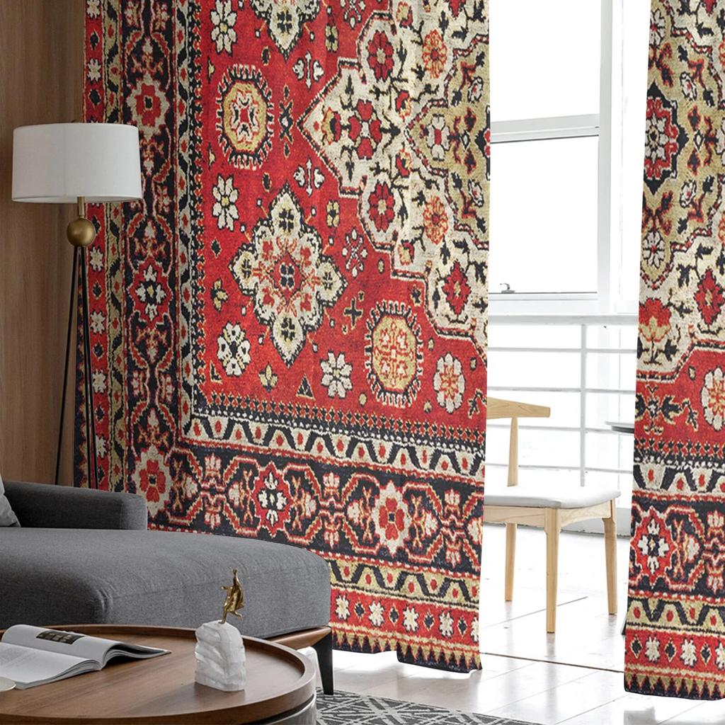 Vintage Flower Indian Bohemia Tulle Curtains For Living Room Sheer Curtain For Bedroom Christmas Blinds Voile Curtains