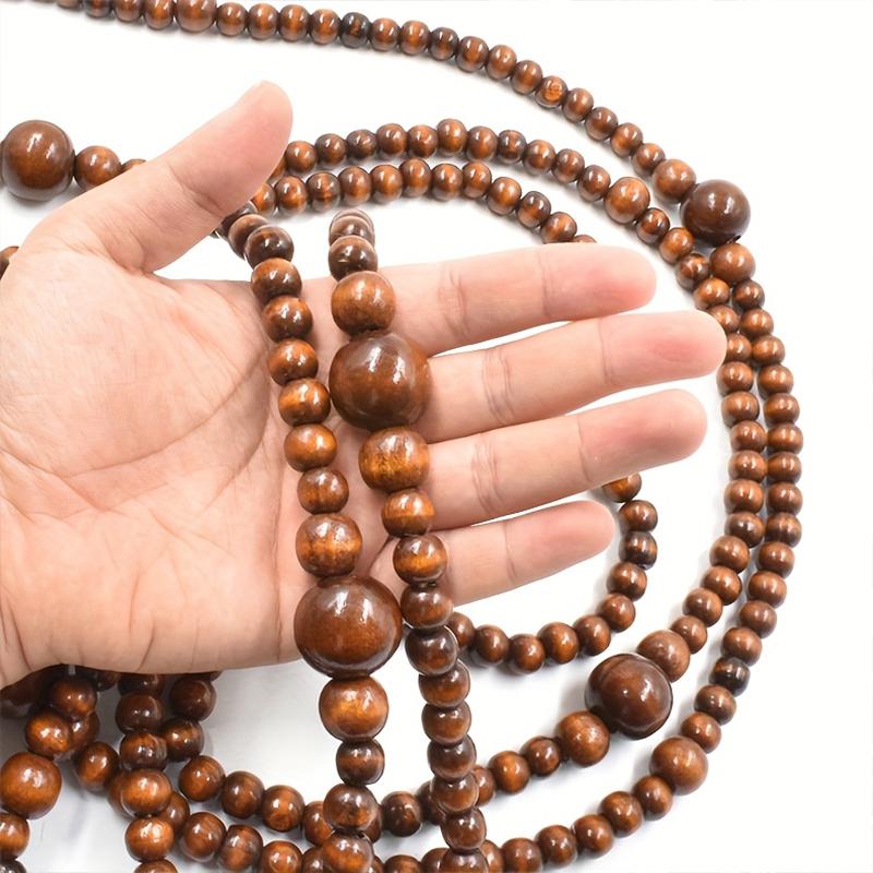 Wood Colored Christmas Bead String Wooden Bead Garland Christmas Tree Decoration Wooden Bead Fireplace Decoration