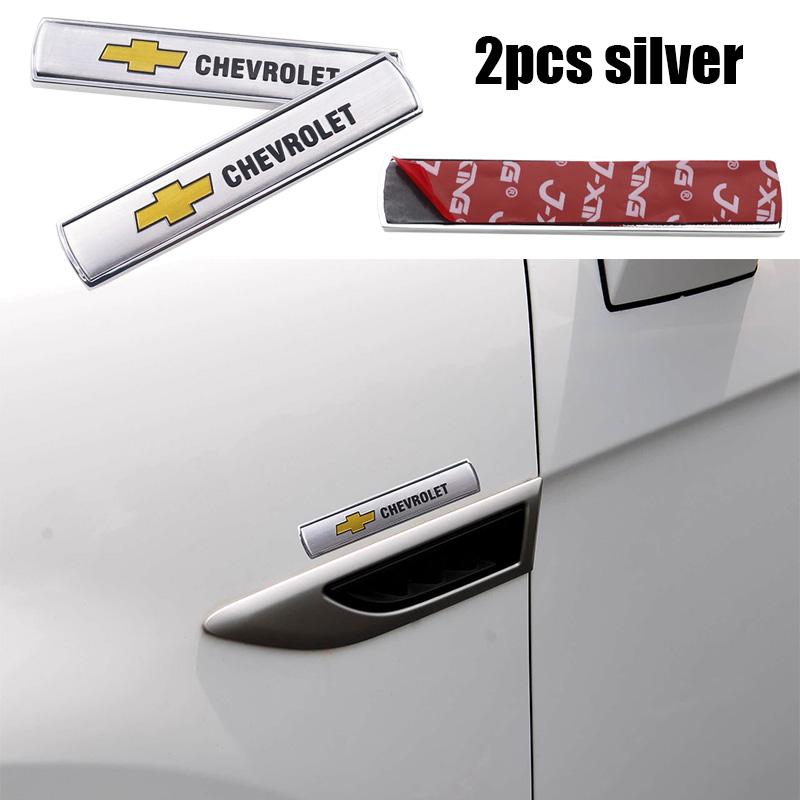 2pcs/1pair Chevrolet 3D metal Car Fender side logo Car door Rear Bumper tail door Emblem car door sticker Accessories