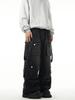 Unisex Yellow Retro Workwear Jeans - Loose Fit, Multi-Pocket, Straight Leg Hip-Hop Style