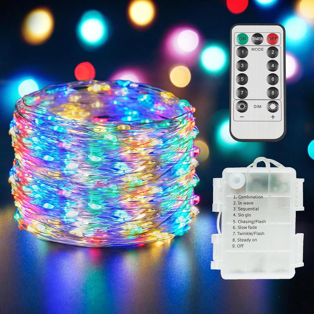 suddus Fairy Lights Battery Operated 33ft 100 LED String Lights Remote