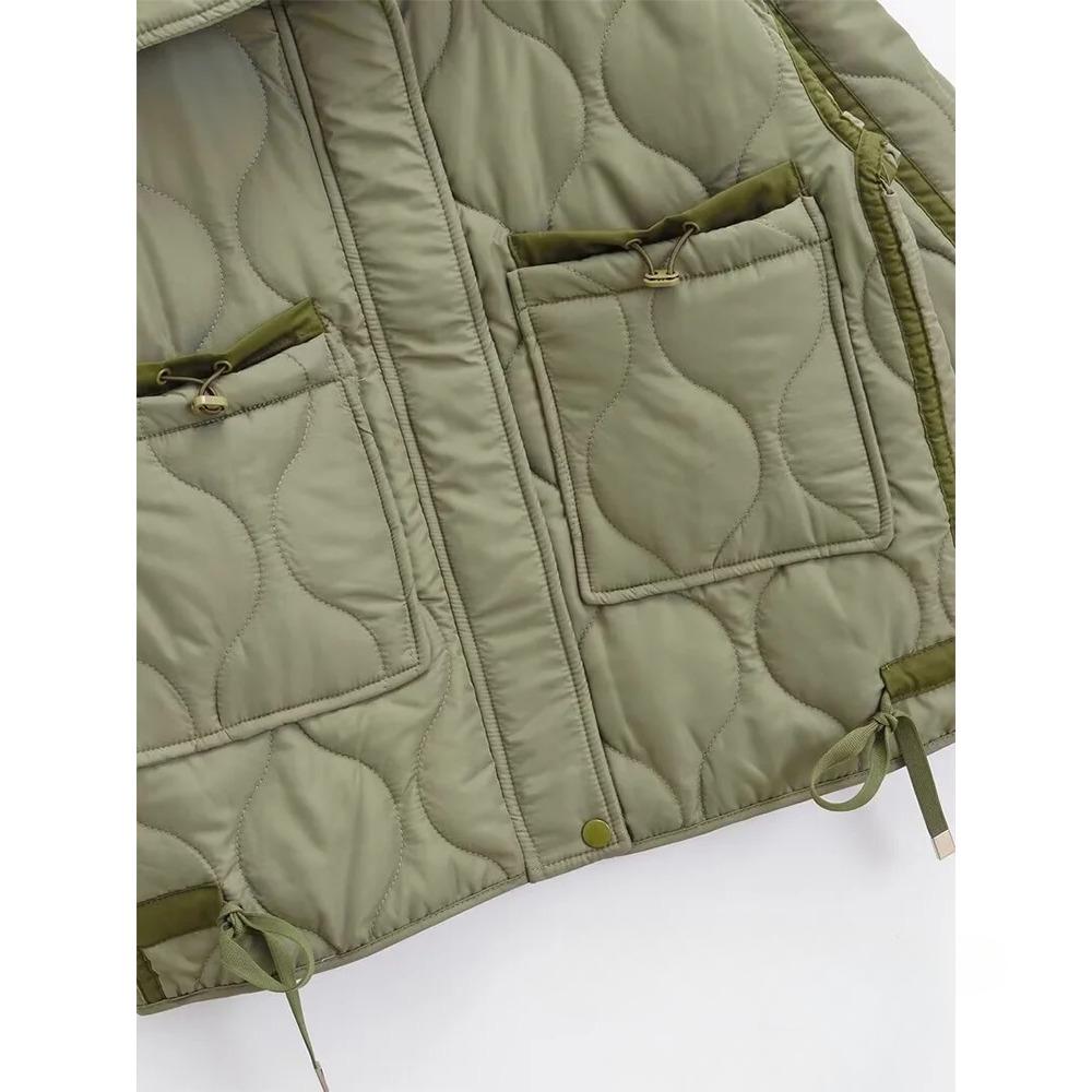 Vintage Casual Solid Women Oversized Jackets Pockets Zipper Turtleneck Thick Coats New Fashion 2024 Autumn Winter Outwear