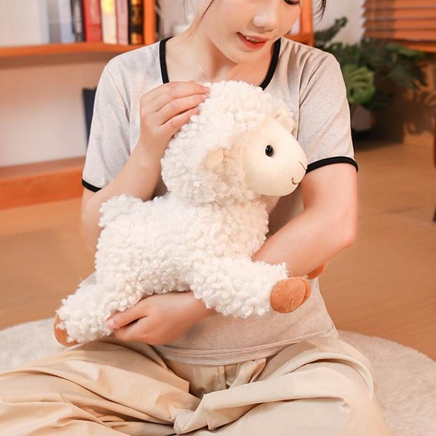 Cute Lamb Plush Toy Simulation Sheep Stuffed Doll Soft Kids Accompany Toys Adorably Room Decor Toys Exquisite Birthday Gifts