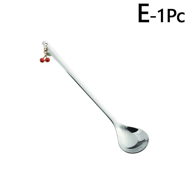 Edelstahllöffel Rührlöffel mit Fruchtanhänger Kaffeemischlöffel Dessertlöffel Tischdeko Partygeschenk Küchenwerkzeug