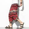 Harajuku Lässige Haremshosen mit weitem Bein für Männer 2024 Sommer Baumwolle Strand Baggy Pants Chinesischer Stil Prinitng Wadenlange Hose