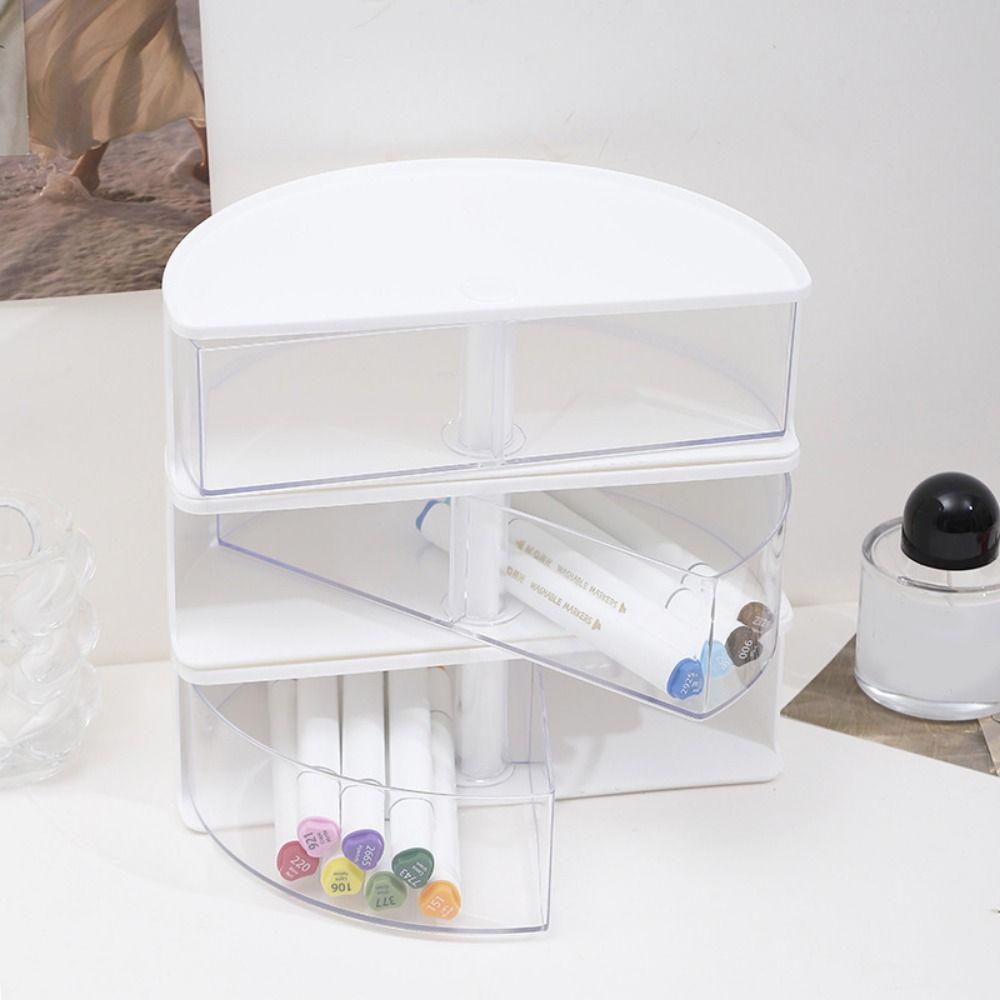 Dustproof Cosmetic Storage Rack Rotatable Desk Storage Box Semi-Circular Organizer Bathroom