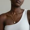 18K Gold-Plated Stainless Steel Necklace with White Mother-of-Pearl Square Pendant | French INS Style Fashion Jewelry