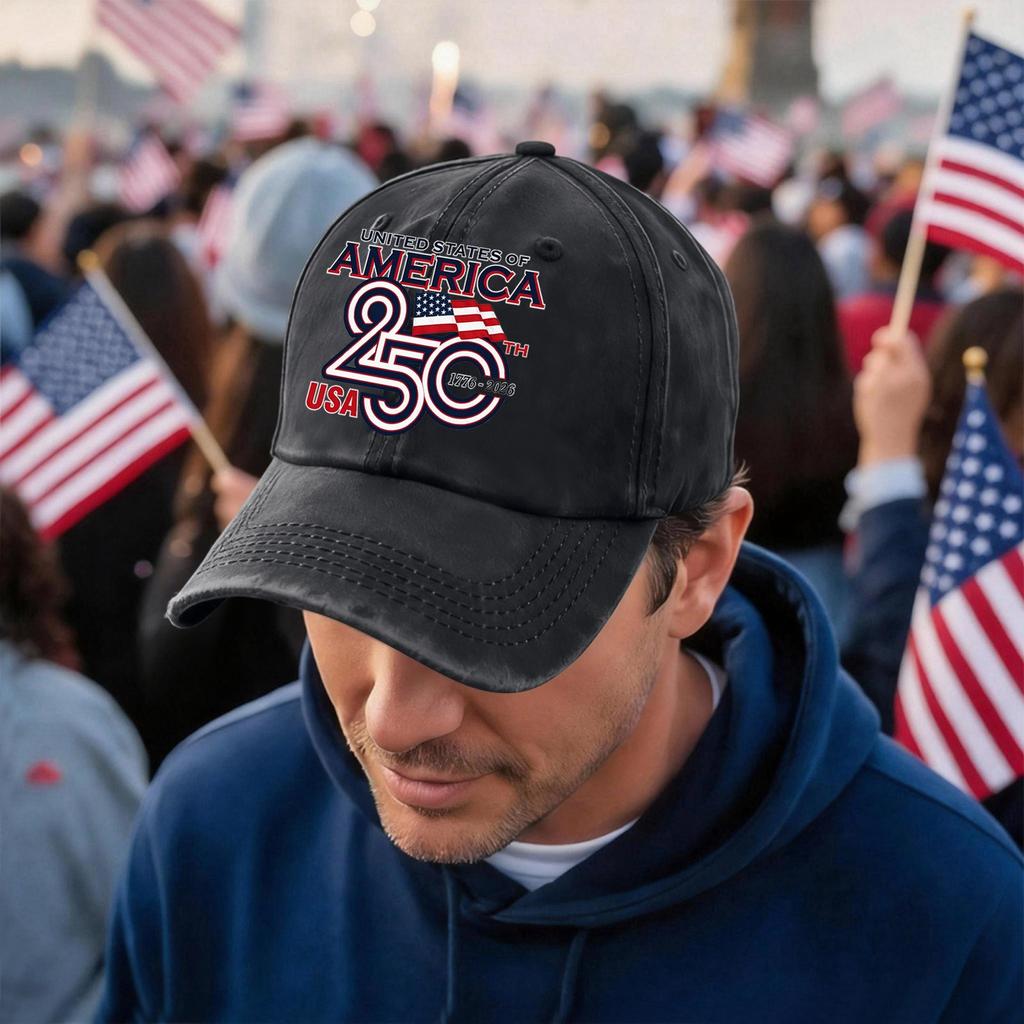 Men's and Women's Matching American 0th Anniversary Anniversary Embroidered Vintage Washed Baseball Cap