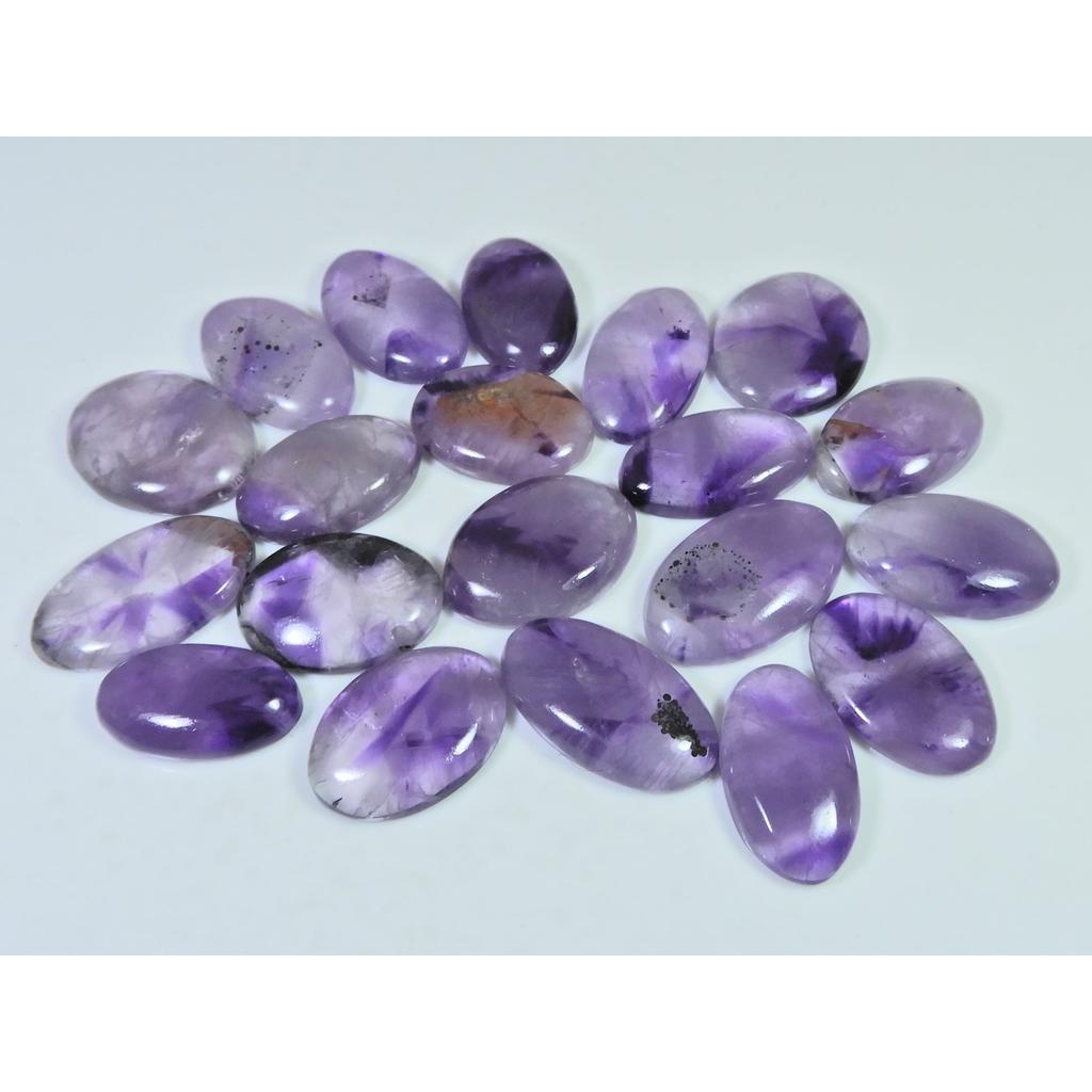 320Cts. Natural Amethyst Lace Agate Oval Cabochon Loose Gemstone 20 Pcs Lot C-2868