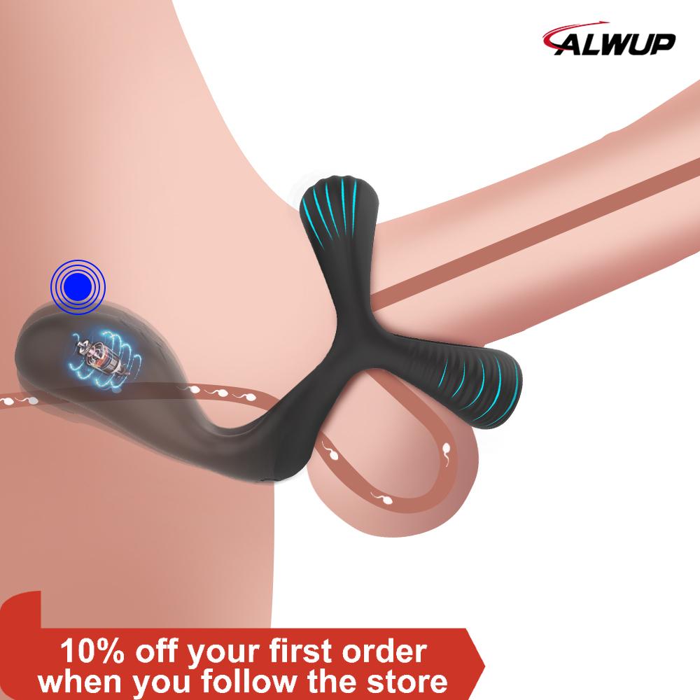 Couples Long Lasting Erection Anal Vibrator with Vibrating Cock Ring Prostate Massager Anal Plug Penis Ring Sex Toys for Man