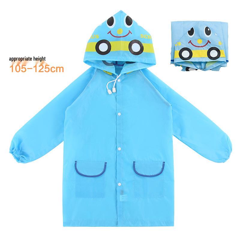 Korean Style Kids' Waterproof Cartoon Hooded Raincoat Poncho