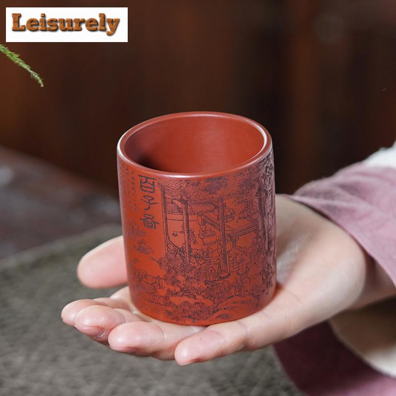 170 ml Yixing Zisha Teetasse mit Hundert-Söhne-Muster, Retro-Teeschale, Tasse zum Teeverkosten und -riechen, Chazhan Meistertassen, Trinkgeschirr