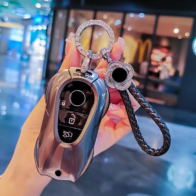 Car Key Case Cover For Mercedes Benz C E A B S Class Gle Gla Glb, Soft Tpu Key Fob Protector With Luxury Zinc Alloy Frame