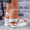 Foreign Trade Large Size Women's Sandals 2025 Summer New Fish Mouth Flat Bottom Wedge Heel One-word Buckle Fashion Women's Sandals