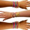 50pcs Candy Colors Rubber Bracelets for Women Neon Elastic Silicone Jelly Wristbands Bangles Cuff Girls Gummy Hairbands Hair Loop Fashion Accessories