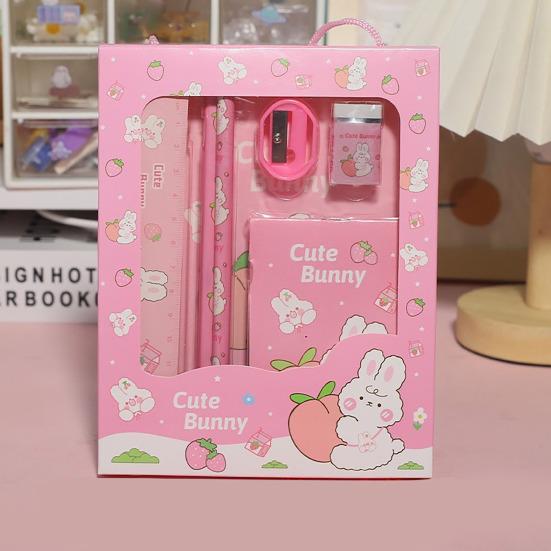 6 Stück Kinder Schreibwaren Geschenkset für Vorschule Kindergarten BPA-Freier Kunststoff Lernstift-Set in Niedlicher Cartoon-Box Praktische Schulmaterialien