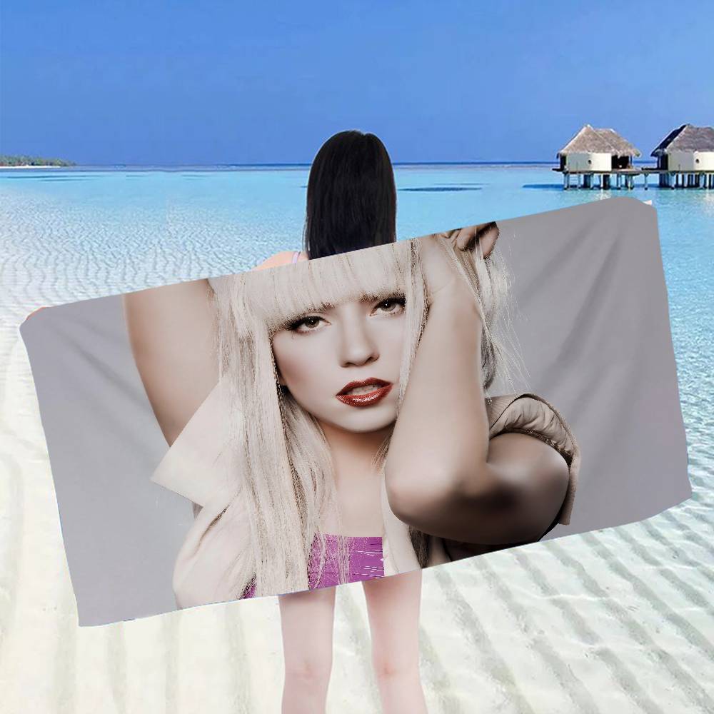 L-Lady Gaga Microfiber Printed Beach Towel Mountain Climbing Yoga Beach Swimming Running Absorbent Soft Towel