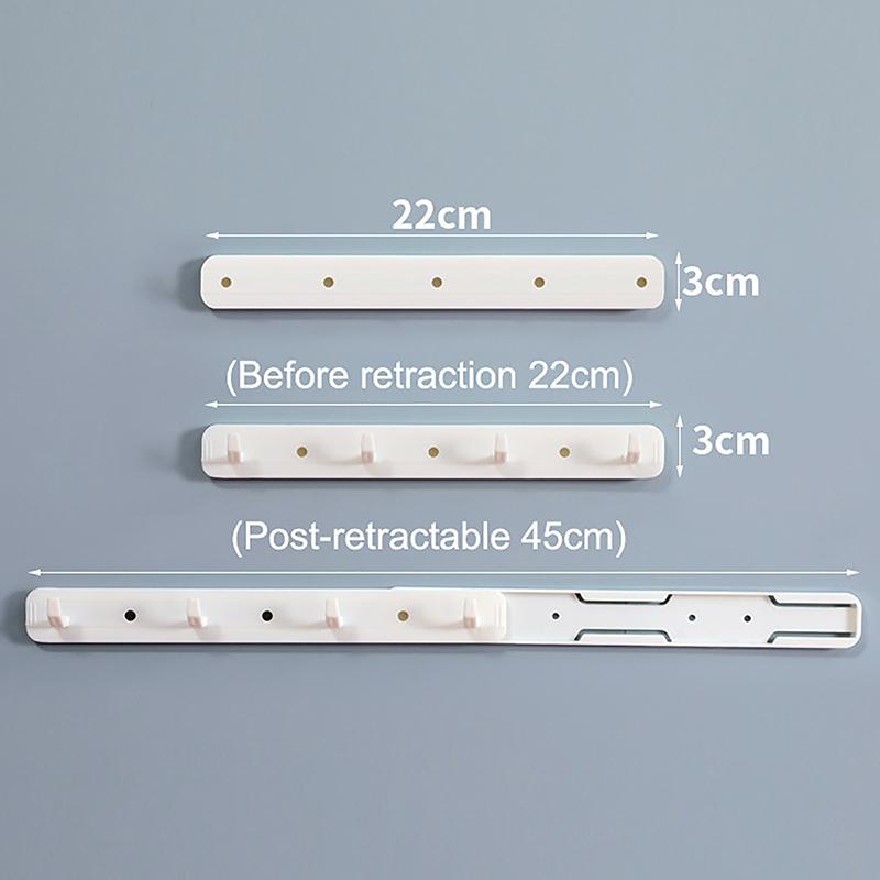 Slide Stretch Hook Wall Mounted Gap Expansion Sticky Hook Towel Hanger Kitchen Bathroom Space Saving Storage Hooks