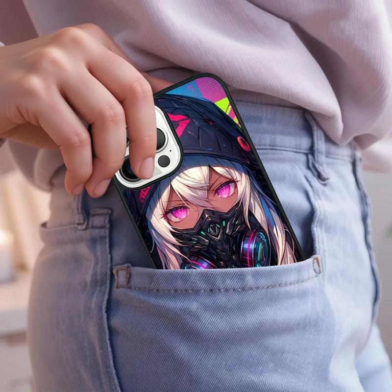 Anime Girl Mask Phone Case For iPhone 17 Air 15 16e 14 13 Pro Max Coque 12 11 Pro Max PLUS cover